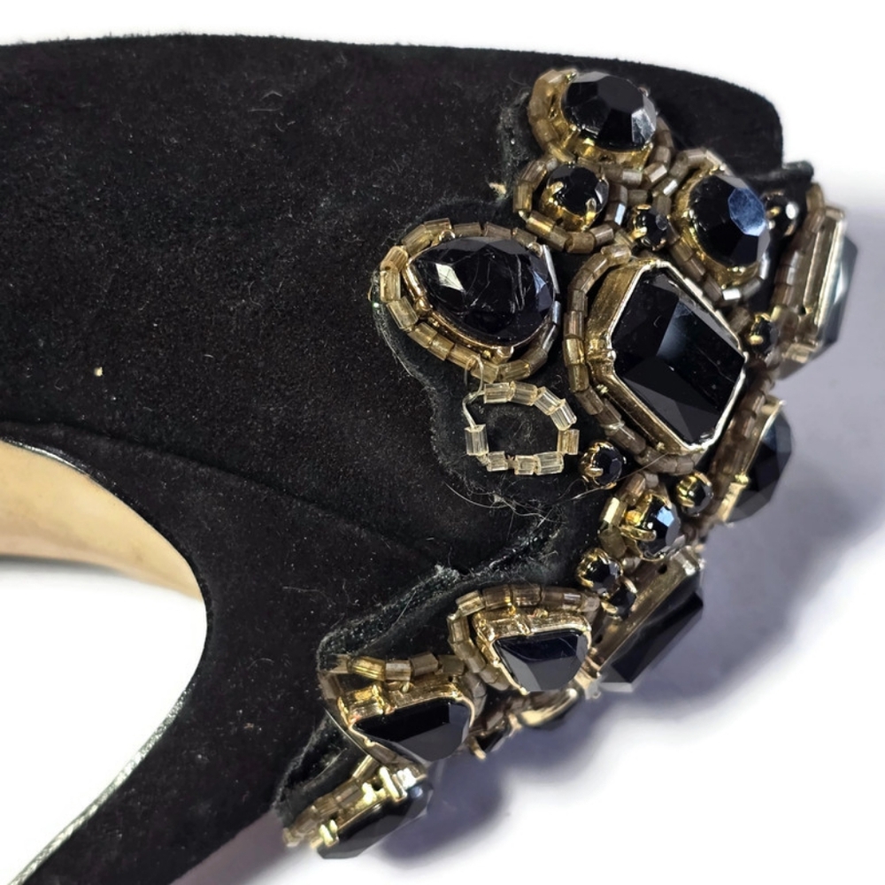 Louise et Cie Black Crystal Heels Stiletto Pumps Round Toe Sz 8.5 - Picture 7 of 16